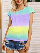 Load image into Gallery viewer, Women's round neck t-shirt with gradient tie-dye print