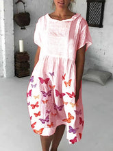 Load image into Gallery viewer, Short sleeve dress with butterfly print