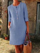 Load image into Gallery viewer, Vestido midi de manga comprida abotoado