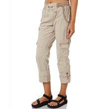 Load image into Gallery viewer, Calça cargo feminina cáqui com bolsos