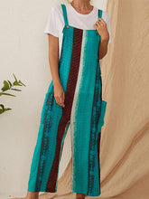 Load image into Gallery viewer, Wide-leg printed cotton and linen jumpsuit