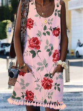 Load image into Gallery viewer, Vestido feminino com estampa de franjas e bolsos