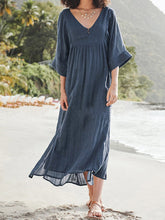 Load image into Gallery viewer, Vestido feminino largo de algodão e linho