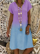 Load image into Gallery viewer, Vestido feminino com estampa gradiente e manga curta