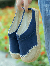 Load image into Gallery viewer, Sapatos casuais com plataforma de linho vintage feminino