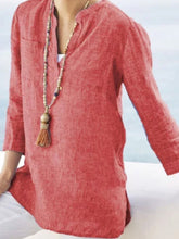 Load image into Gallery viewer, Camisa de lino con bolsillo cómodo para mujer