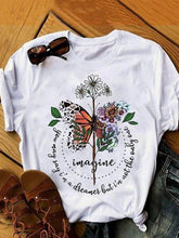 Load image into Gallery viewer, Camiseta feminina de manga curta com estampa margarida redonda