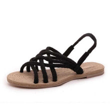 Load image into Gallery viewer, Women's Retro Linen Hand Woven Linen Beach Sandals