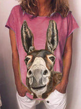 Load image into Gallery viewer, Camiseta feminina de manga curta estampa burro