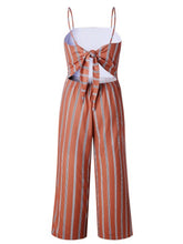 Load image into Gallery viewer, Long striped cotton and linen jumpsuit