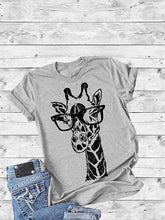 Load image into Gallery viewer, Giraffe Print Scoop Neck Short Sleeve Round Neck T-Shirt