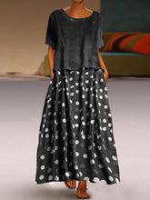 Load image into Gallery viewer, Conjunto de vestido feminino de manga curta com bolinhas