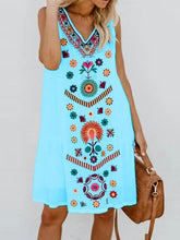 Load image into Gallery viewer, Vestido holgado sin mangas con cárdigan estampado con cuello de pico