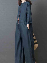 Load image into Gallery viewer, Long plain linen jumpsuit