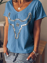 Load image into Gallery viewer, Camiseta feminina confortável de lantejoula de algodão orgânico