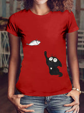 Load image into Gallery viewer, Camisa de manga corta con cuello redondo y estampado animal pequeño