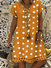 Load image into Gallery viewer, Vestido feminino de algodão e linho com bolinhas