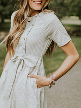 Load image into Gallery viewer, Women's striped linen and cotton dress