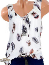 Load image into Gallery viewer, Sleeveless top with V-neck and feather print