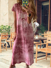 Load image into Gallery viewer, Vestido largo estampado com amplo decote em V