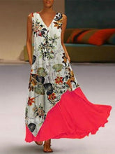 Load image into Gallery viewer, Vintage Print Patch Pocket Double Layer Women Dress