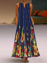 Load image into Gallery viewer, Vestido sin mangas con bolsillo de gasa estampado vintage para mujer