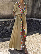 Load image into Gallery viewer, Vestido longo feminino sexy com fenda em V