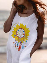 Load image into Gallery viewer, Vestido feminino casual elegante com estampa de girassol