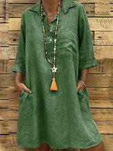 Load image into Gallery viewer, 3/4 manga de linho e vestido de algodão