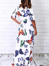 Load image into Gallery viewer, Butterfly Print Short Sleeve Casual Dress