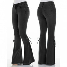 Load image into Gallery viewer, Women's 70s Stretch Flared Jeans With Lace Up