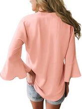 Load image into Gallery viewer, Loose chiffon shirt with 3/4 sleeves and ruffles