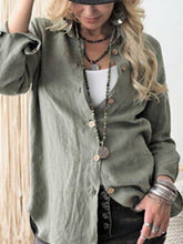 Load image into Gallery viewer, Camisa casual de lino de manga larga para mujer