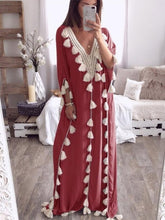 Load image into Gallery viewer, Vestido feminino boêmio com franja solta
