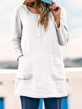Load image into Gallery viewer, Camisa túnica abotoada com bolsos duplos