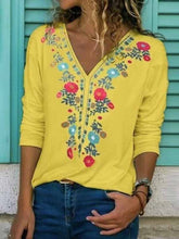Load image into Gallery viewer, Loose-fit V-neck T-shirt with long sleeves