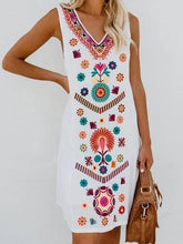 Load image into Gallery viewer, Vestido holgado sin mangas con cárdigan estampado con cuello de pico