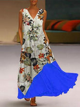 Load image into Gallery viewer, Vintage Print Patch Pocket Double Layer Women Dress