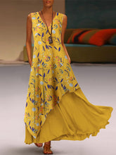 Load image into Gallery viewer, Women's Double Printed V-Neck Pocket Dress