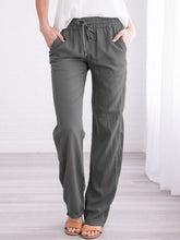 Load image into Gallery viewer, Pantalón casual de algodón y lino de gran tamaño para mujer