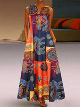 Load image into Gallery viewer, Vestido feminino vintage com estampa tribal solta sem mangas