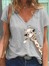 Load image into Gallery viewer, Camiseta estampada de manga corta con cuello de pico