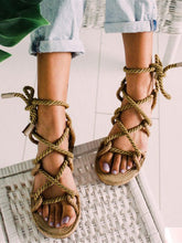 Load image into Gallery viewer, Flat hemp flat sandals for women