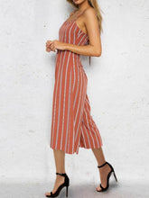 Load image into Gallery viewer, Long striped cotton and linen jumpsuit