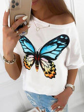 Load image into Gallery viewer, Camiseta holgada con estampado de mariposas para mujer