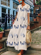 Load image into Gallery viewer, Women's long dress with feathers and V-neckline
