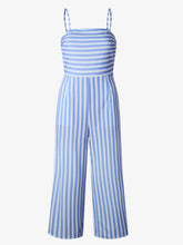 Load image into Gallery viewer, Long striped cotton and linen jumpsuit