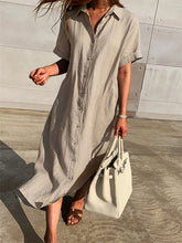 Load image into Gallery viewer, Vestido comprido abotoado com gola de lapela