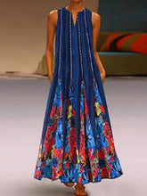Load image into Gallery viewer, Vestido sin mangas con bolsillo de gasa estampado vintage para mujer
