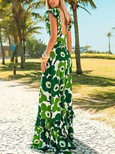 Load image into Gallery viewer, Vestido longo estampado feminino com decote halter